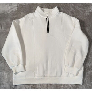 White Mock Neck Oversized Sweatshirt Womens Size L Casual Athleisure